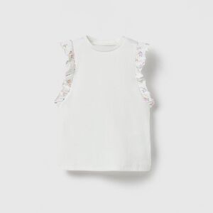 NWT Zara 9-12m ruffled floral ribbed sleeveless tank top white